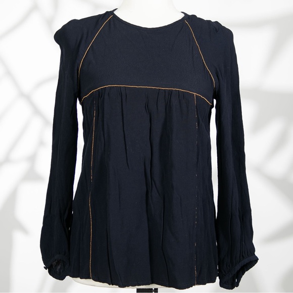 Zara Navy Blue Crepe Blouse - Size S - Picture 1 of 3
